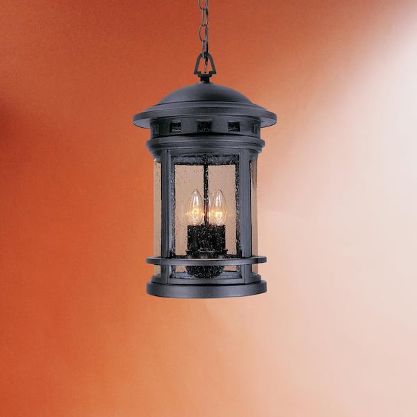 Sedona 3-Light Oil Rubbed Bronze Outdoor Hanging Lamp with Clear Seedy Glass Shade