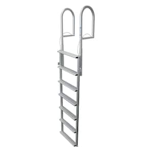 7-Rung 20-in. Wide Lifting Aluminum Boat Dock Ladder with Anti-Skid Rungs for Seawalls and Stationary Boat Dock Systems