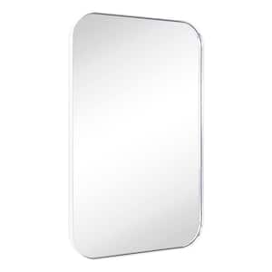 Mid-Century 24 in. W x 36 in. H Rectangular Stainless Steel Framed Wall Mounted Bathroom Vanity Mirror in Chrome