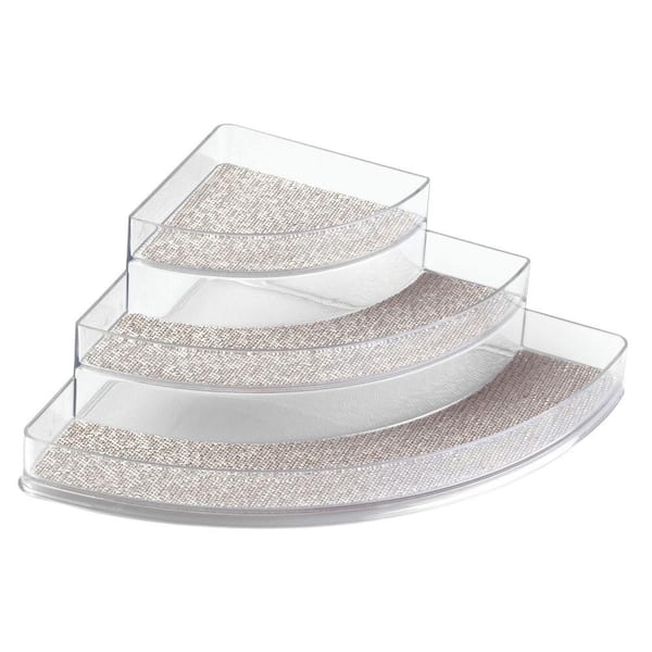 interDesign Twillo 3-Tier Stadium Corner Spice Rack in Metallico/Clear