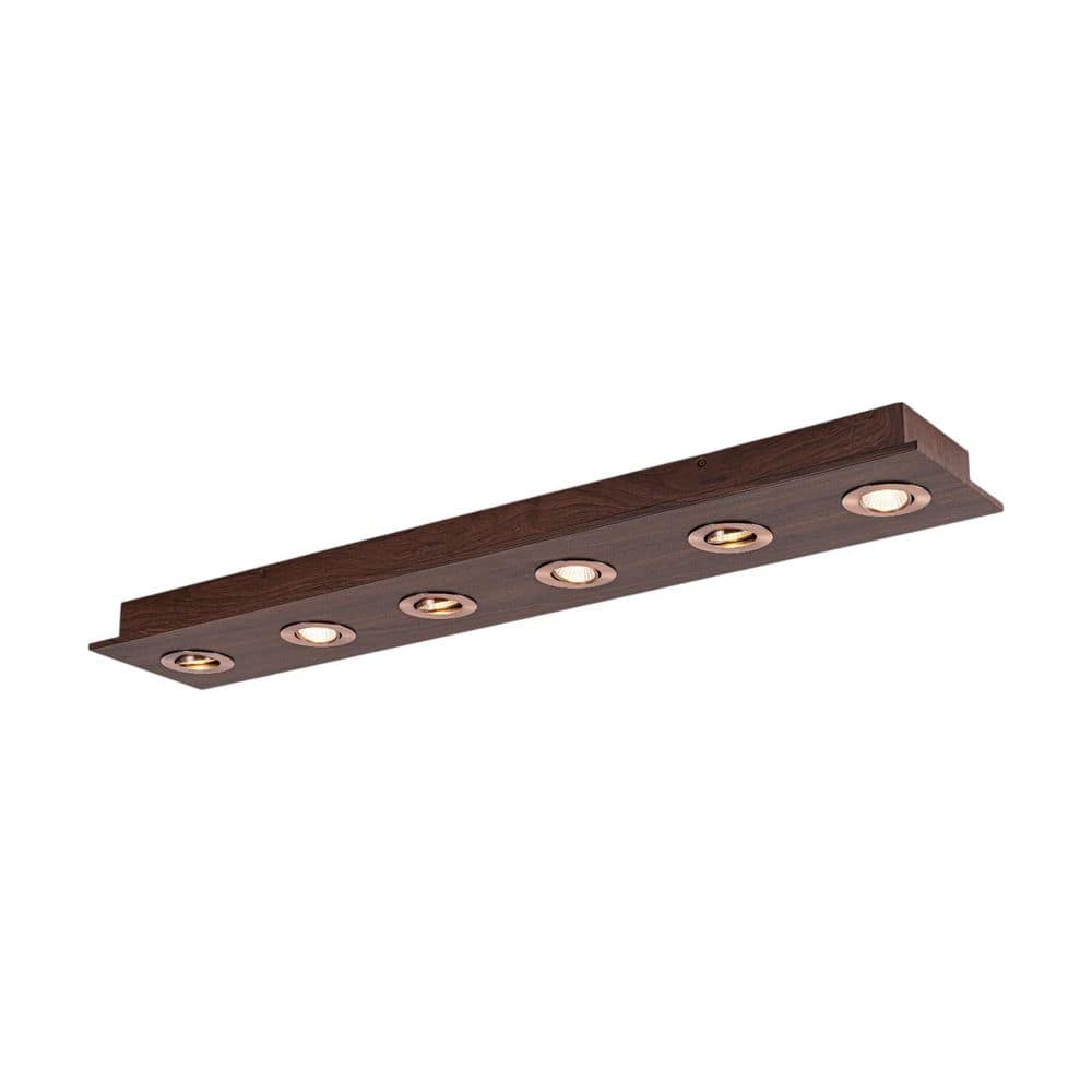 44 in. 6-Light Walnut Wood Linear 5 CCT Integrated LED Flush Mount with Rotatable Heads price history on PriceWatchPro