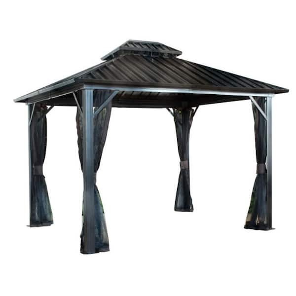 Sojag 12 ft. D x 12 ft. W Genova II Double-Roof Aluminum Gazebo with ...