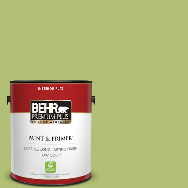 BEHR PREMIUM PLUS 1 gal. Home Decorators Collection #HDC-SM14-5 Lavish Lime Flat Low Odor Interior Paint & Primer