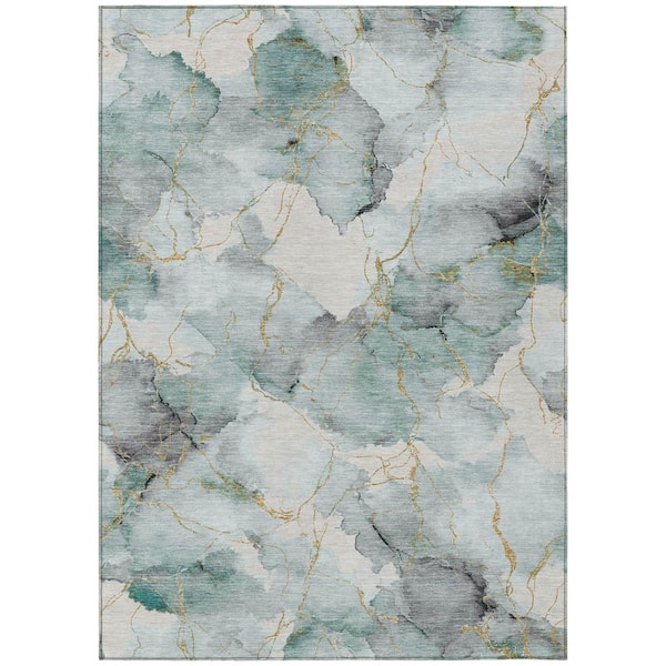 Chantille Machine Washable Indoor/Outdoor Abstract ACN2591 Seafoam 8 ft. x 10 ft. Area Rug