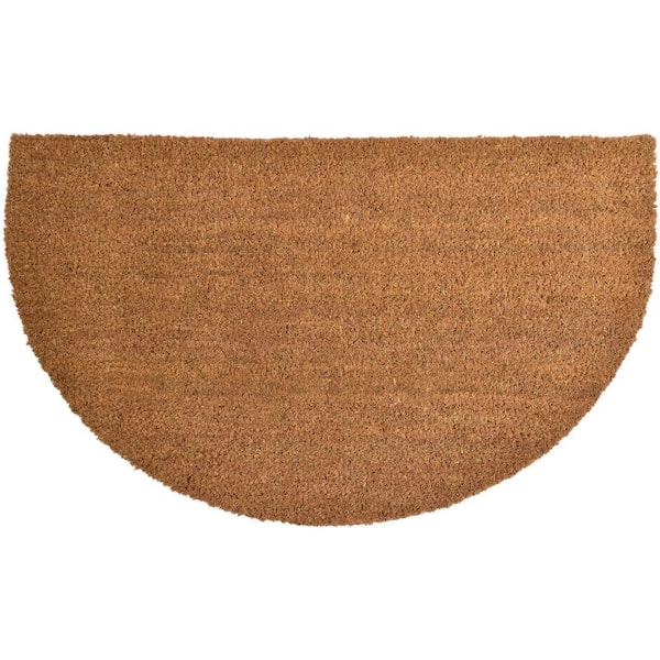 Half Round Door Scraper Natural 18 in. x 30 in. Recycled Rubber Baking Door Mat