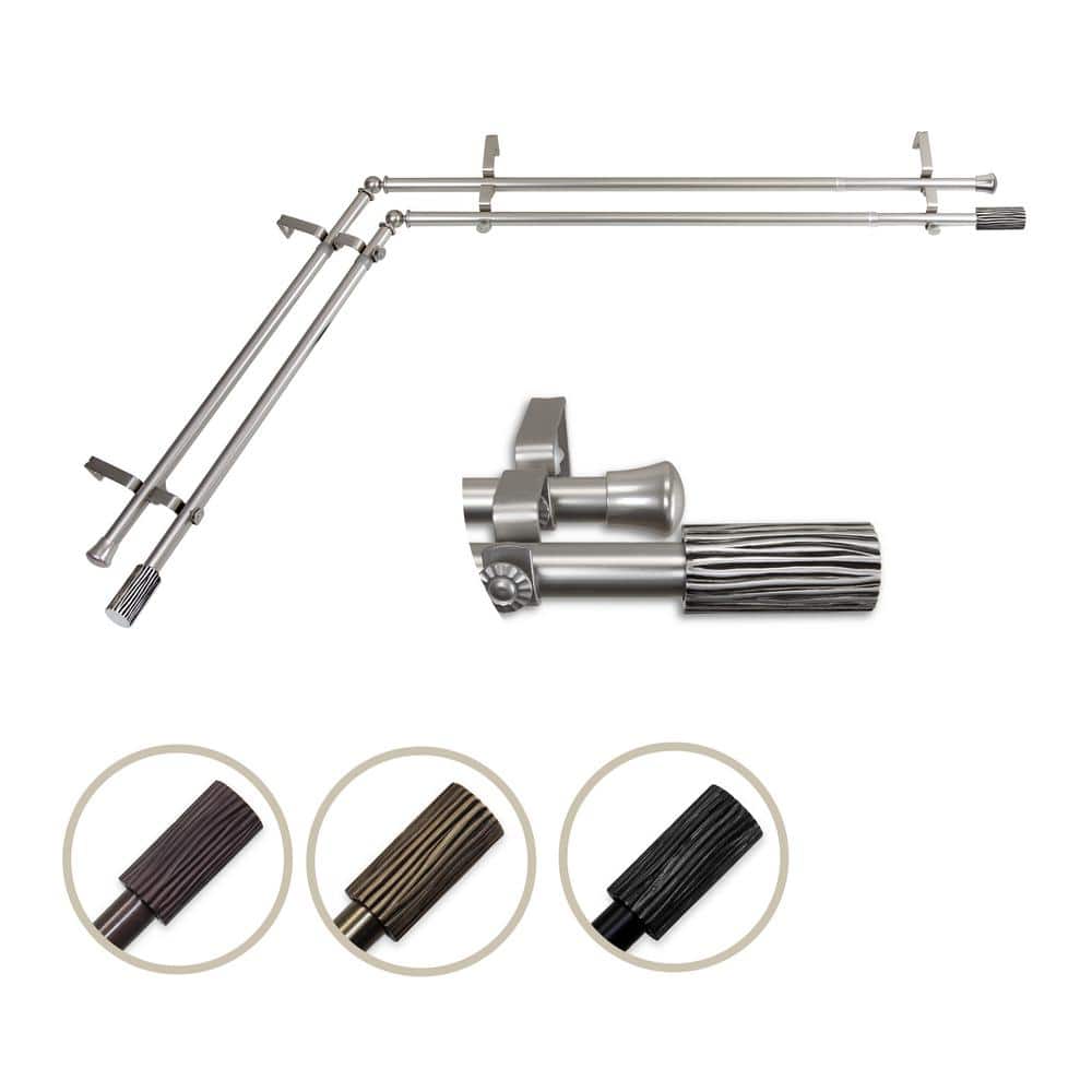 "13/16"" Dia Adjustable 48"" to 84"" Double Corner Window Curtain Rod in Satin Nickel with Cedar Finials" price history on PriceWatchPro