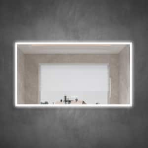 55 in. W x 30 in. H Rectangular Frameless Anti-Fog LED Light Wall Bathroom Vanity Mirror Frontlit and Backlit