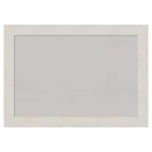 Rustic Plank White Framed Grey Corkboard 41 in. x 29 in. Bulletin Board Memo Board
