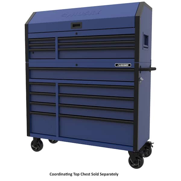 Husky Heavy-Duty 52 in. W x 20 in. D 9-Drawer Matte Blue Rolling