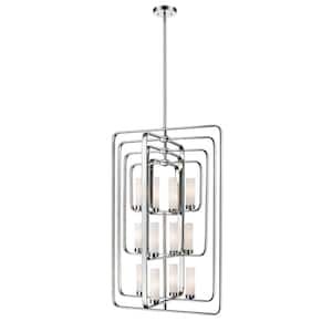 Aideen 12-Light Chrome Shaded Pendant with Matte Opal Glass Shade with No Bulb Included