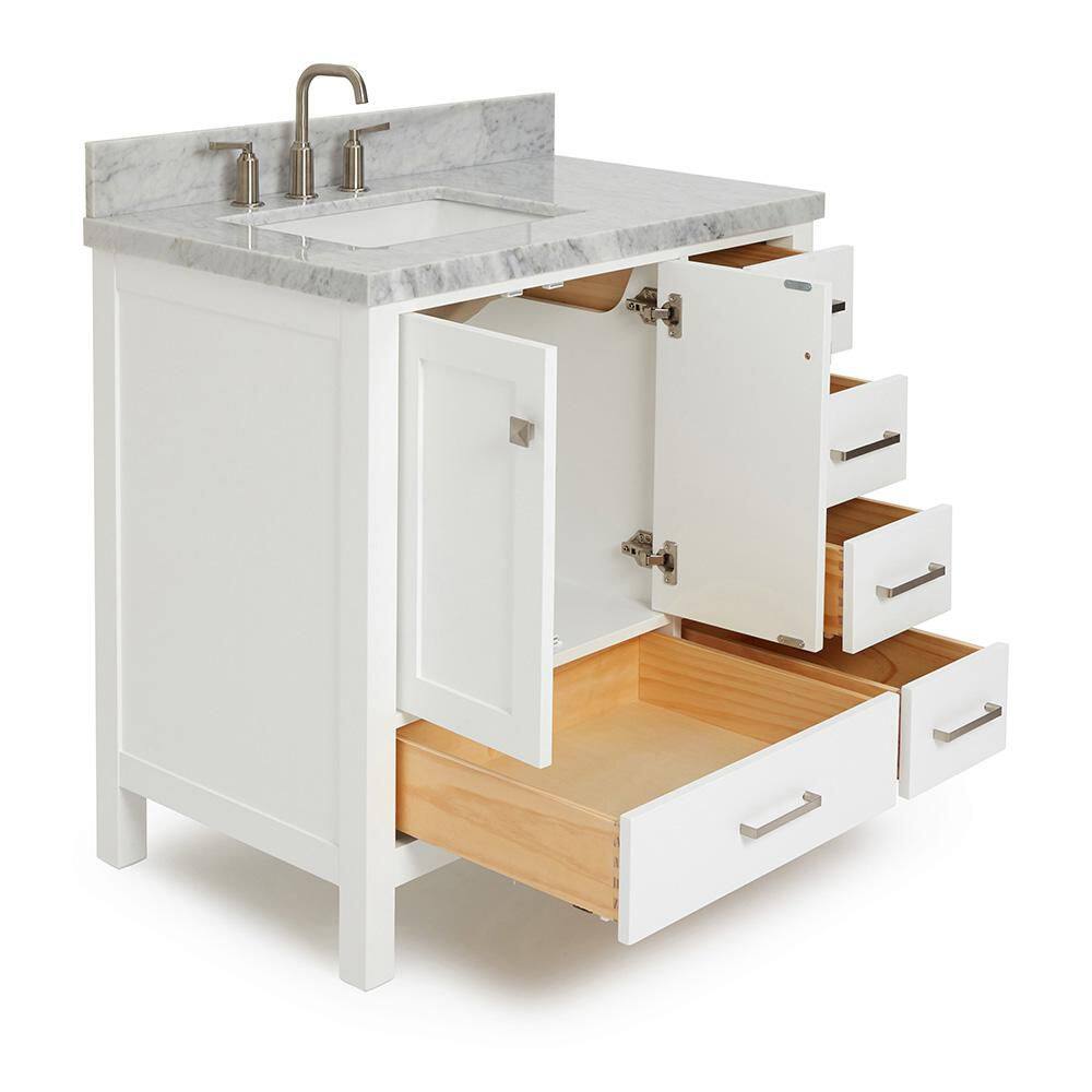 Cambridge White Marble Top Single Sink Bathroom Vanity