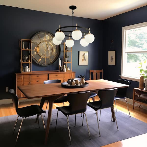 Alluria 6-Light Weathered Black with Autumn Gold Chandelier with Etched Opal Glass Shade