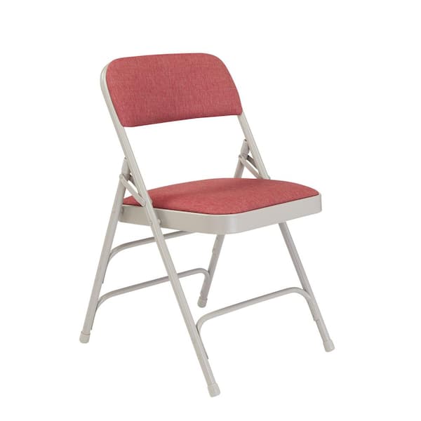 National Public Seating 2308 Burgundy Fabric Padded Seat Stackable Folding Chair (Set of 4) - 1