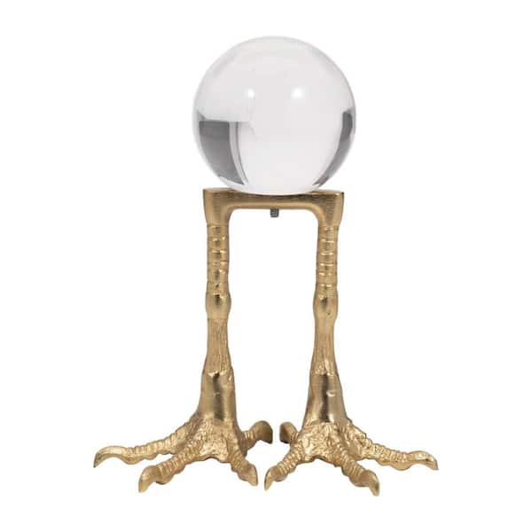 Gold 6 in. x 8 in. Metal Bird Feet Holding Acrylic Ball Figurine