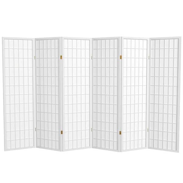 Oriental Furniture 5 ft. White 6-Panel Room Divider