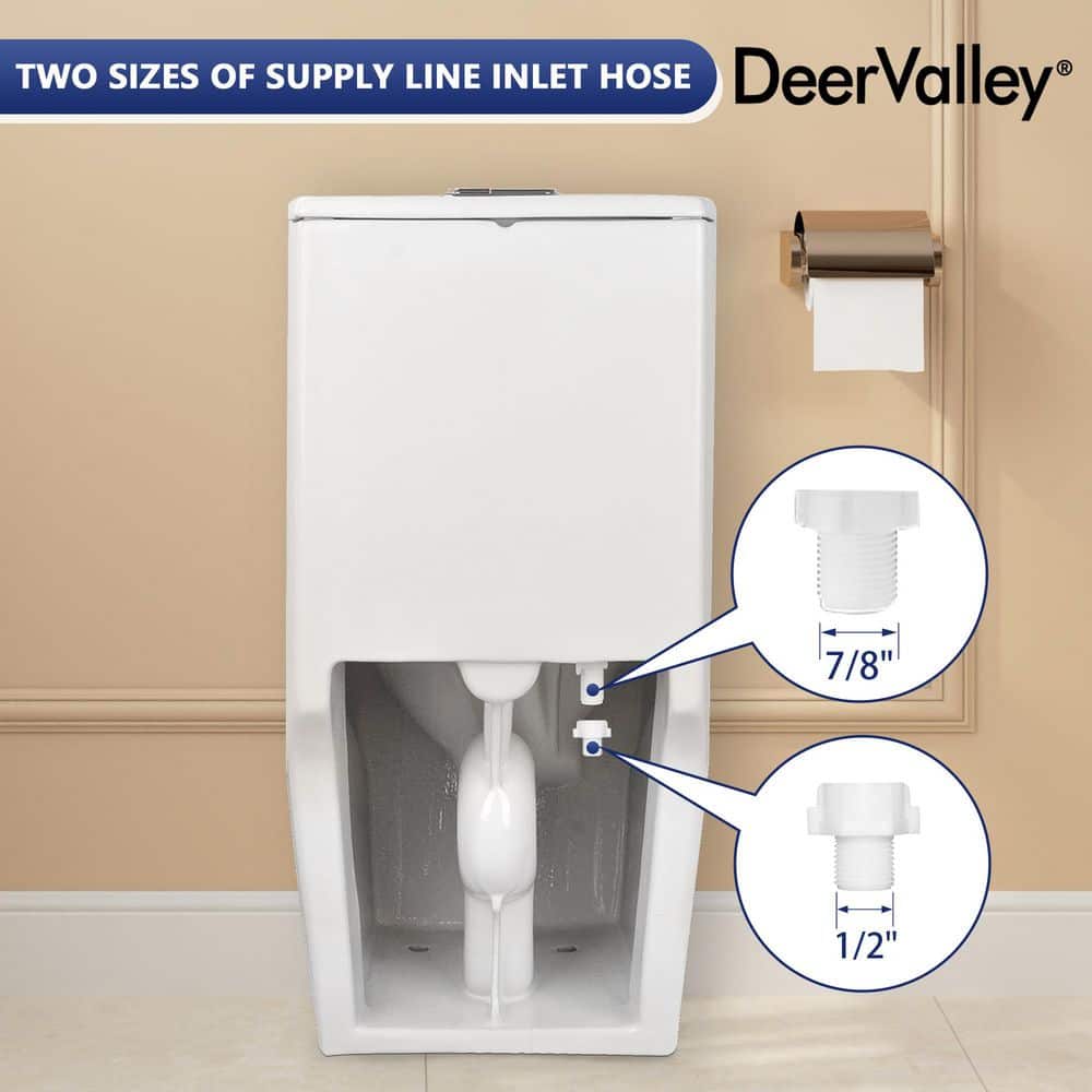 Glossy White High Efficiency Dual Flush Elongated One-Piece Toilet