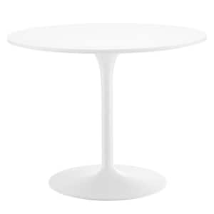 Pursuit 40 in. Round Wood in White White Pedestal Dining Table Seats 4