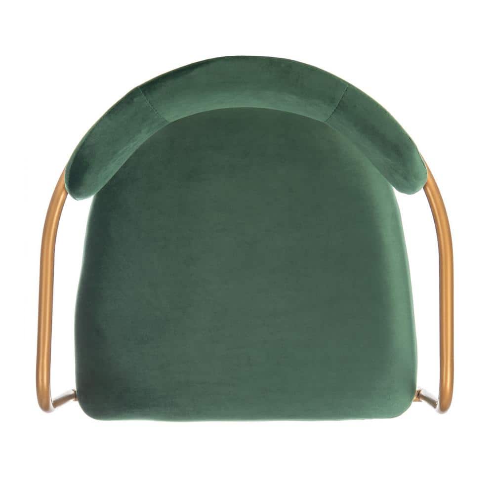 Malachite Green Velvet & Gold Metal Upholstered Side Chair