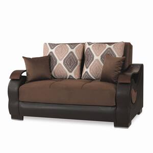 Urban Collection Convertible 65 in. Dark Brown Suede 2-Seater Loveseat with Storage