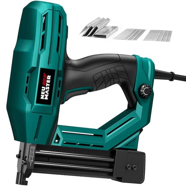 WRIGHTMASTER 5/8- in. 12V 18 Guage Electric Brad Nailer with Staples and Nails in Blue
