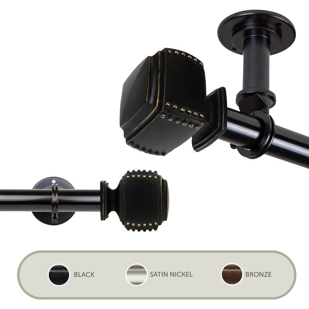 Bennett Ceiling 28 in. - 48 in., 1 in. Dia Single Curtain Rod/ Room Divider in Black price history on PriceWatchPro