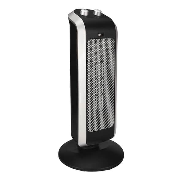 19 in. 1500-Watt Ceramic Mini Tower Heater in Black
