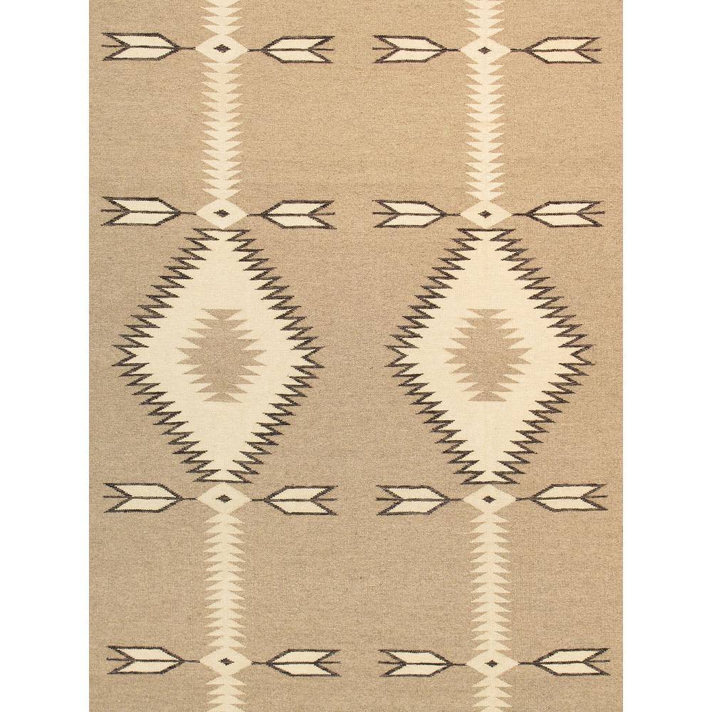 Hand-Knotted Geometric Wool Area Rug 8' x 10' Light Beige