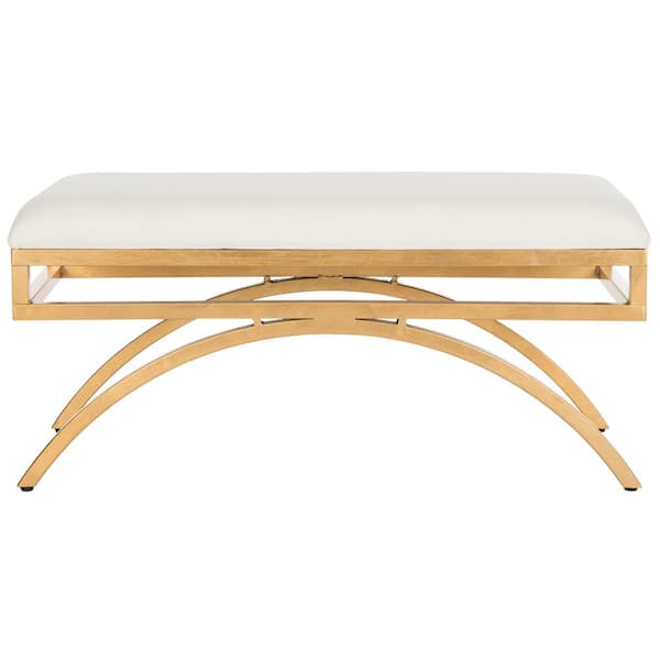 SAFAVIEH Moon Off-White/Gold Upholstered Entryway Bench