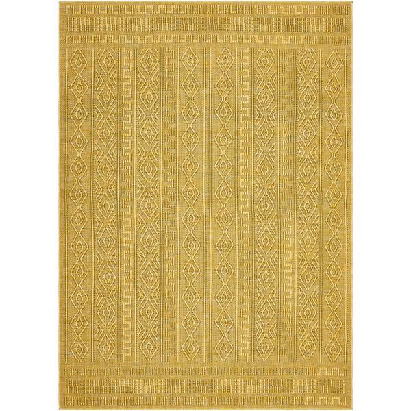 Livabliss Terrace Yellow Moroccan 4 ft. x 6 ft. Indoor/Outdoor Area Rug