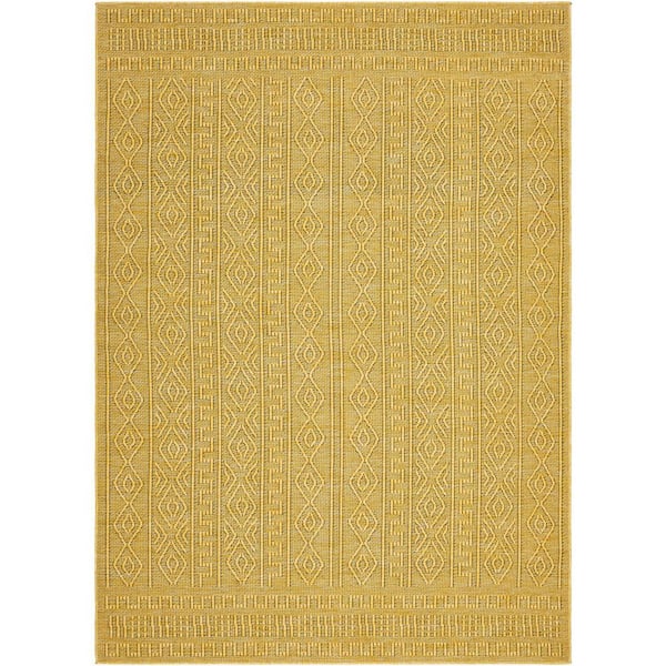 Terrace Yellow Moroccan 5 ft. x 7 ft. Indoor/Outdoor Area Rug