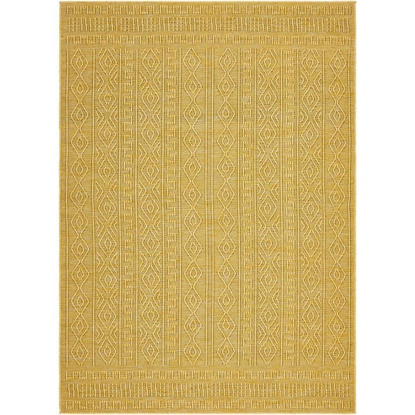 Livabliss Terrace Yellow Moroccan 9 ft. x 12 ft. Indoor/Outdoor Area Rug