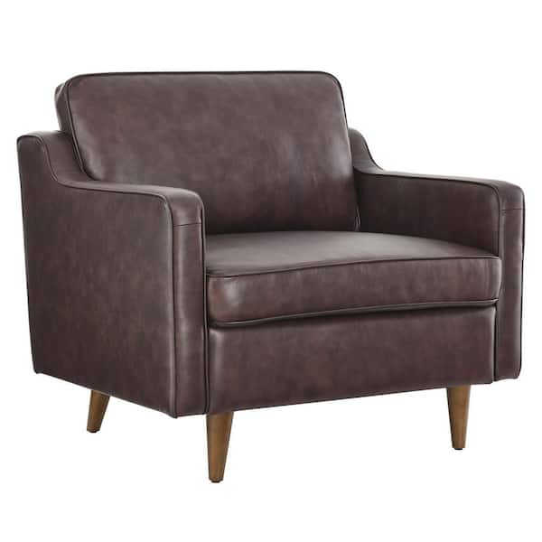 Impart Brown Leather Arm Chair (Set of 1)