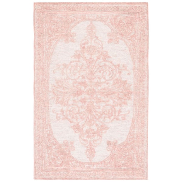 Metro 9 ft. x 12 ft. Pink/Ivory Ornate Border Area Rug