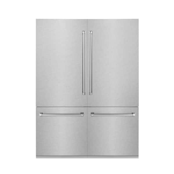 60 in. 32.2 cu. ft. French Door Built-In Refrigerator with Water Dispensers and Ice Makers in Satin Stainless Steel