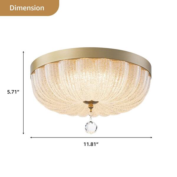 TinHon 12 in. 18W LED Gold Flush Mount Ceiling Light, Dimmable