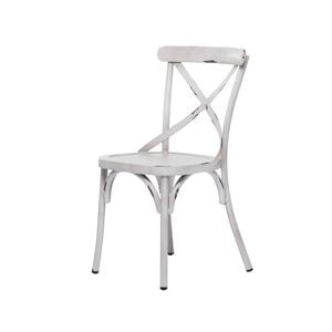 White Water Resistant Metal Farmhouse Outdoor Dining Chair (Set of 2)