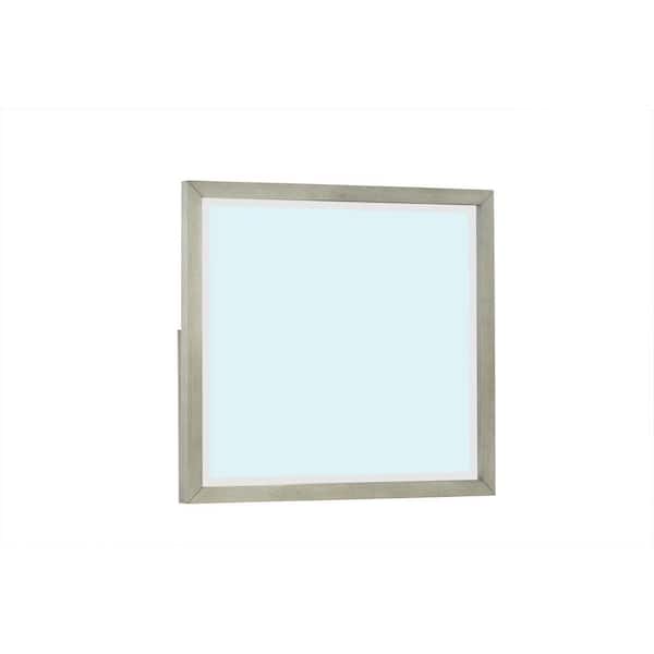 Medium Rectangle Misty Grey Contemporary Mirror (37 in. H x 40 in. W)