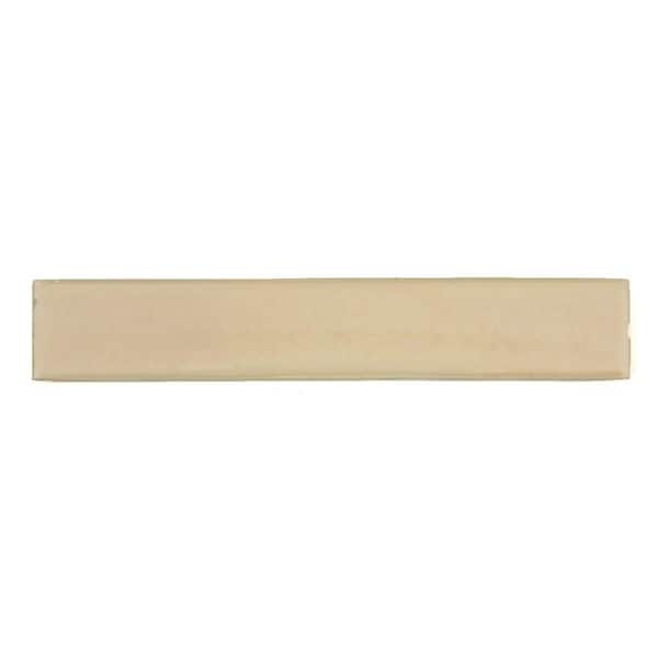 Solistone Hand-Painted Crema 1 in. x 6 in. Ceramic Pencil Liner Trim Wall Tile