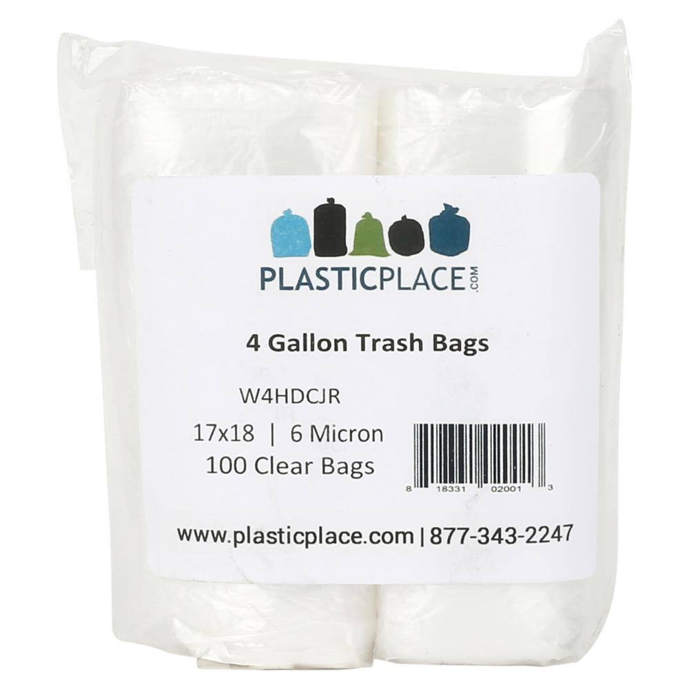 17" x 18" 1 Roll of 50 Bags 4 Gallon Clear Garbage Bags 6 MICRON 