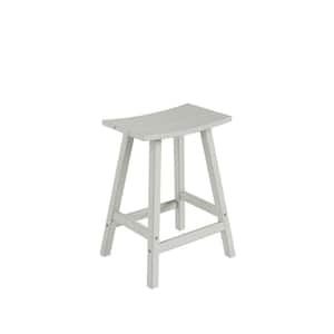 Franklin Sand 24 in. Poly HDPE Fade Resistant Outdoor Patio Saddle Seat Counter Height Bar Stool (Set of 2)