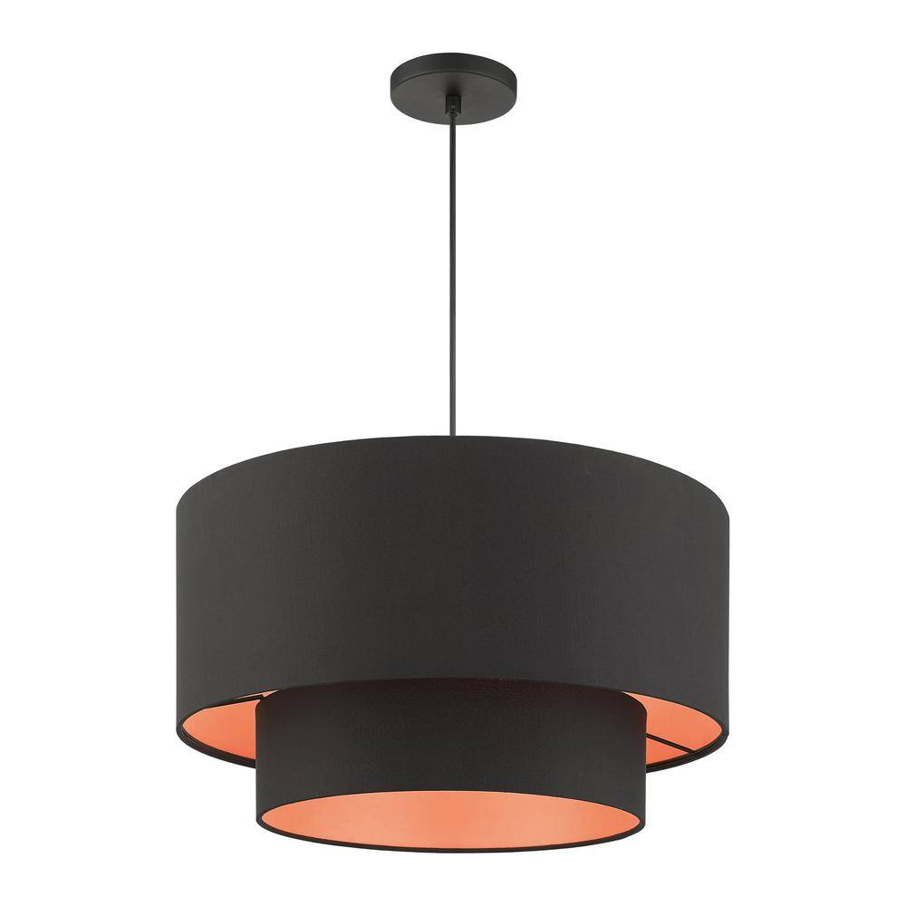 Sentosa Modern Black 3-Light Indoor/Outdoor Drum Pendant