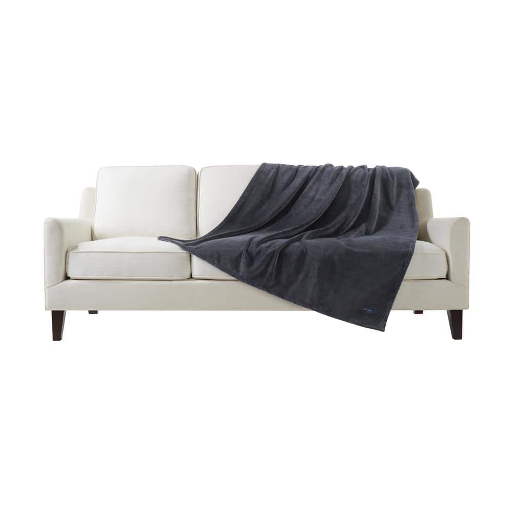 French Connection Velvety Navy Throw Blanket - 50x70 inch