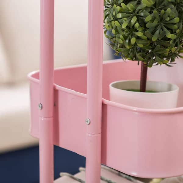 Top Notch 17 Rolling 3 Tier Metal Storage Cart - Pink - Storage Carts & Accessories - Storage & Organization