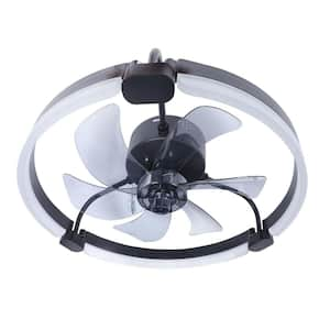 20 in. Modern Indoor Matte Black Low Profile Ceiling Fan Integrated LED with Color Temperature and Remote Included