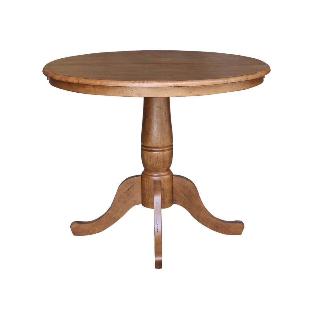 Elegant Round Oak Extendable Dining Table with Drop Leaf