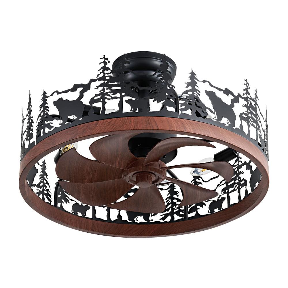 Rustic Forest Caged Ceiling Fan with Light, Remote Control, E12 Base Bladeless Fan Light for Bedroom & Living Room price history on PriceWatchPro