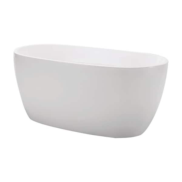 Satico 51.18 in. Acrylic Soaking Flatbottom SPA Non-Whirlpool Freestanding Bathtub in White