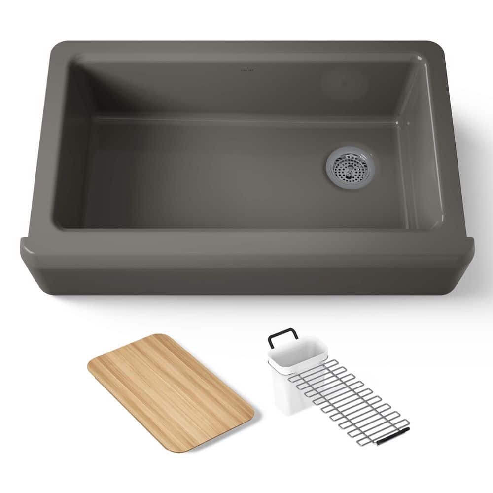 KOHLER Riverby Thunder Grey Cast Iron 35.6875 in. Single Bowl