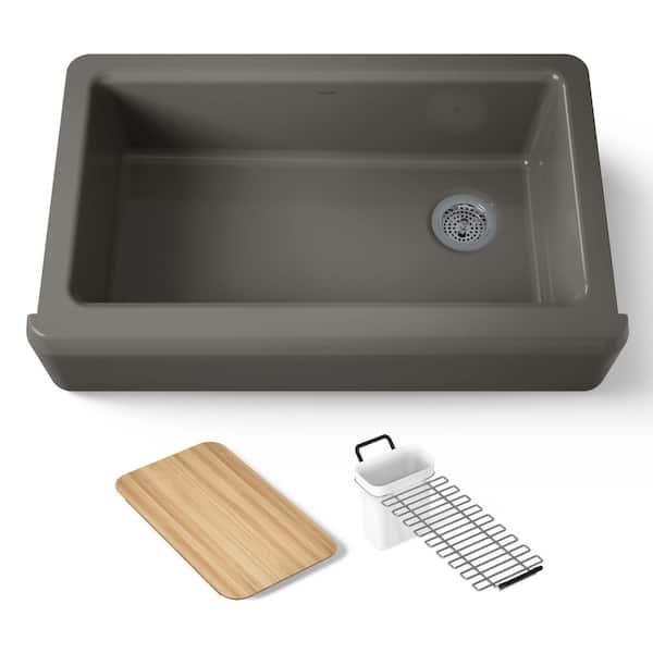 KOHLER Riverby Thunder Grey Cast Iron 35.6875 in. Single Bowl