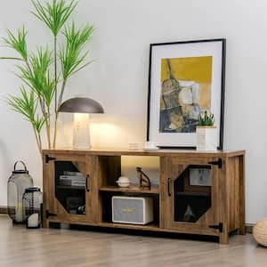 58 in. Brown TV Stand Entertainment Media Center for TVs up to 65 in. w/Steel Mesh Doors